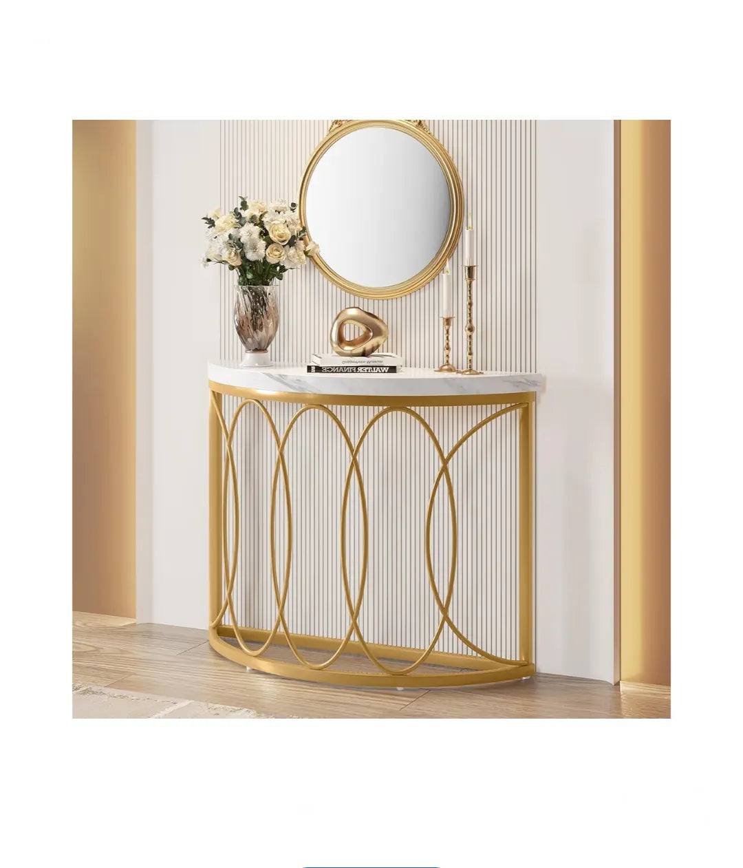 Mesa consola dorada