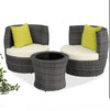 Un sillón con mesa para exterior