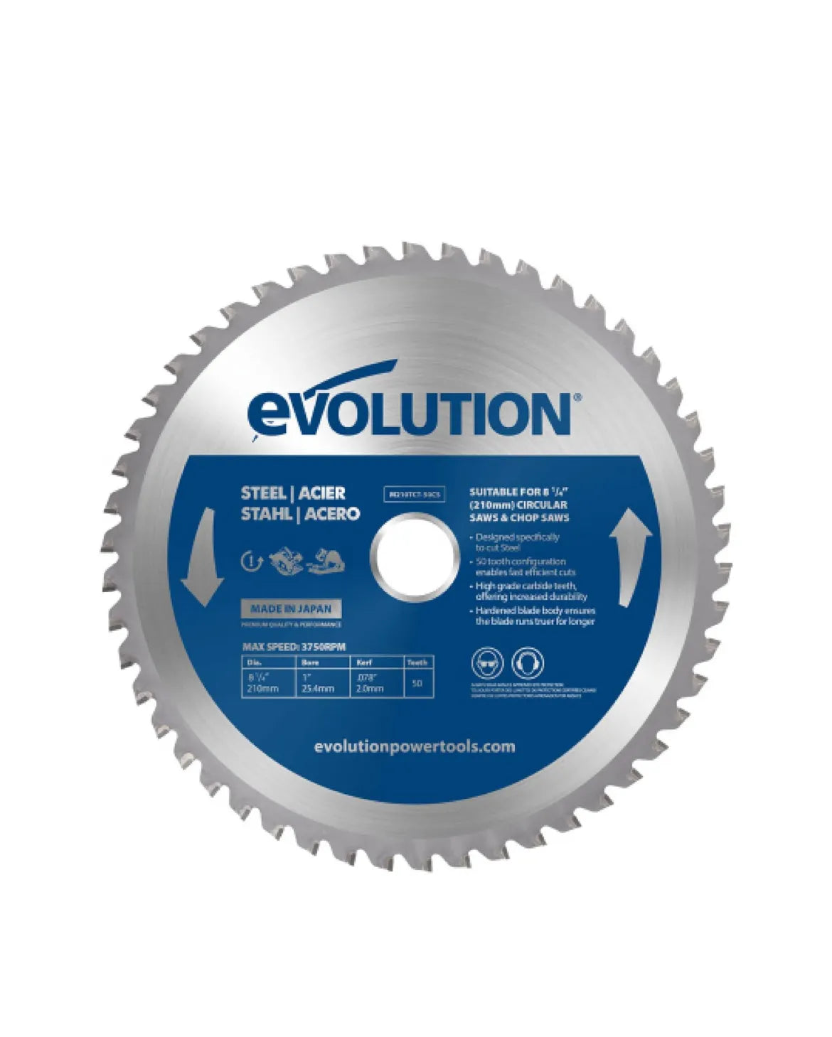 Hoja de sierra de 210 mm Evolution M210TCT-50CS