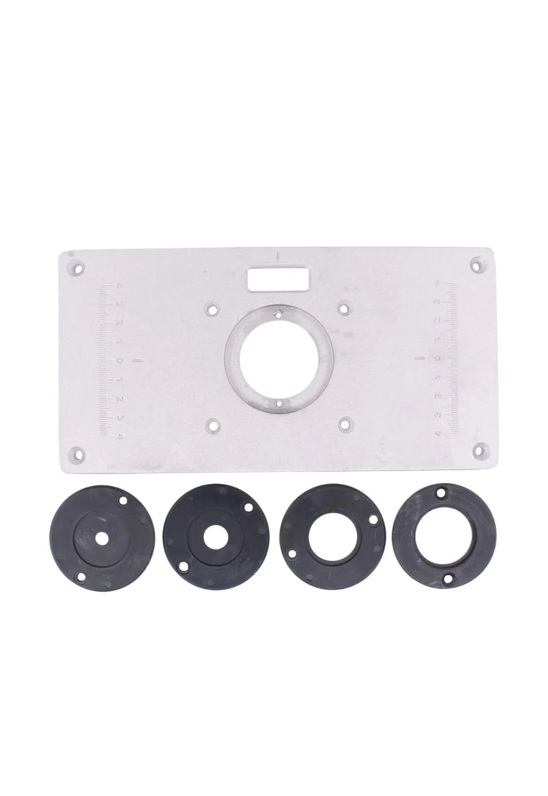 Placa de aluminio para mesa con 4 anillos y tornillos