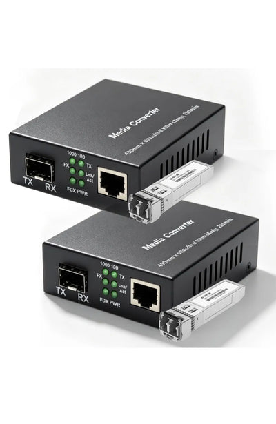 Par de convertidores de medios de fibra Gigabit