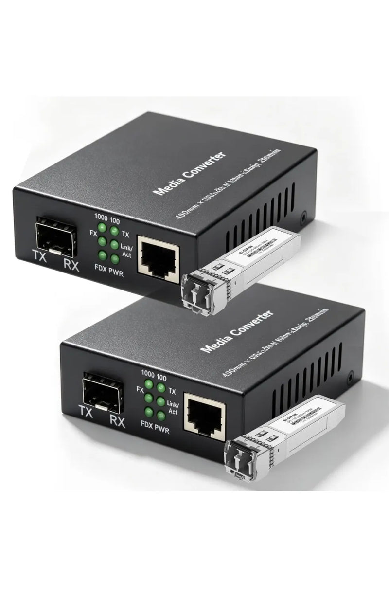 Par de convertidores de medios de fibra Gigabit