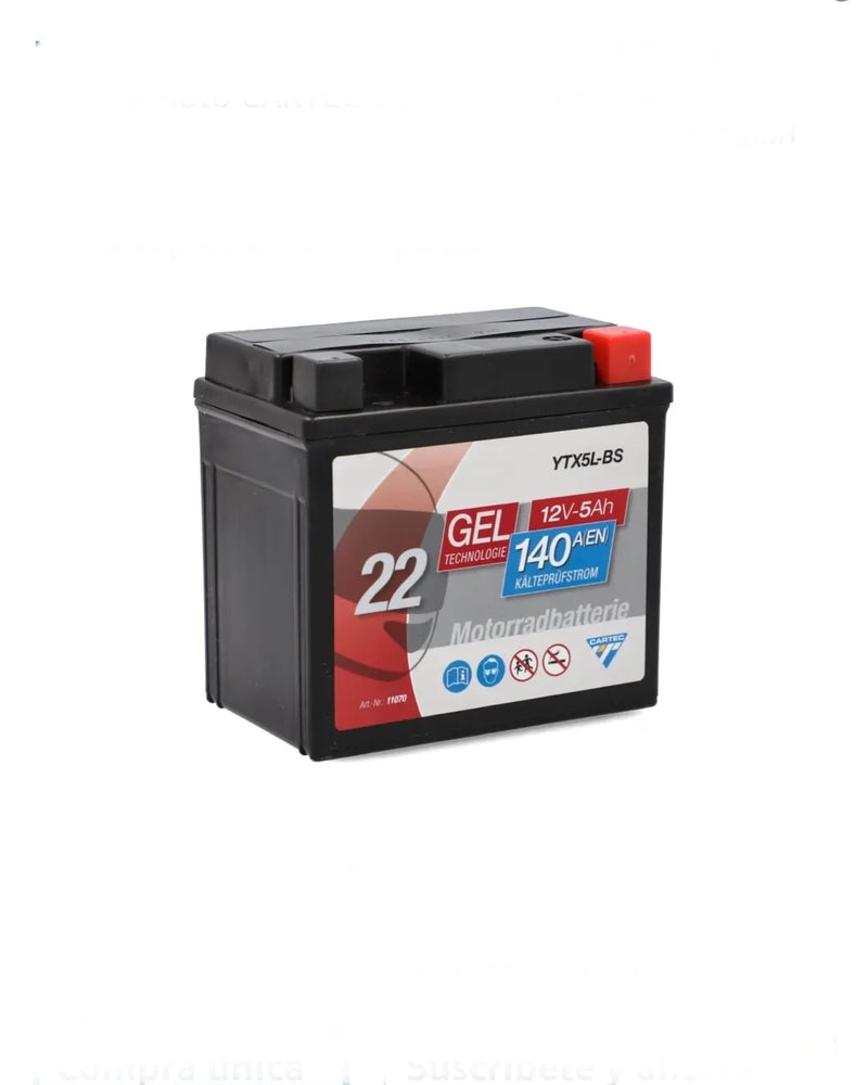 Batería Moto CARTEC YTX5L-BS 5Ah 80A