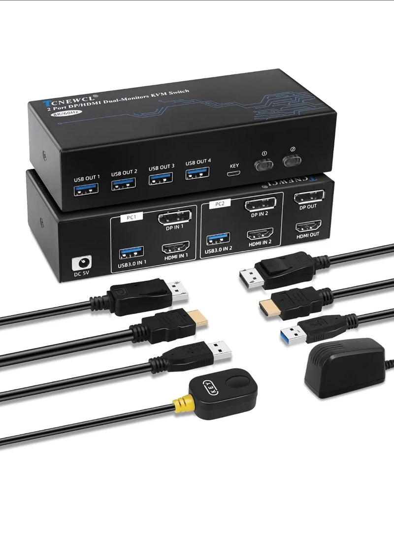 conmutador KVM dual monitor HDMI DisplayPort TCNEWCL