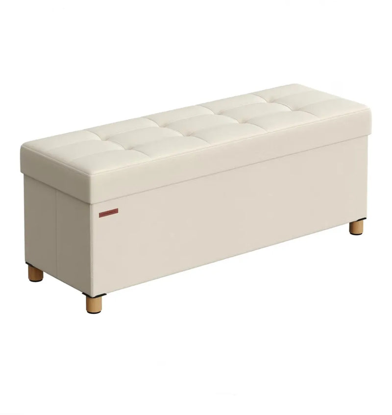 Puff Almacenaje, Baúl Plegable con Patas, 38 x 110 x 40 cm