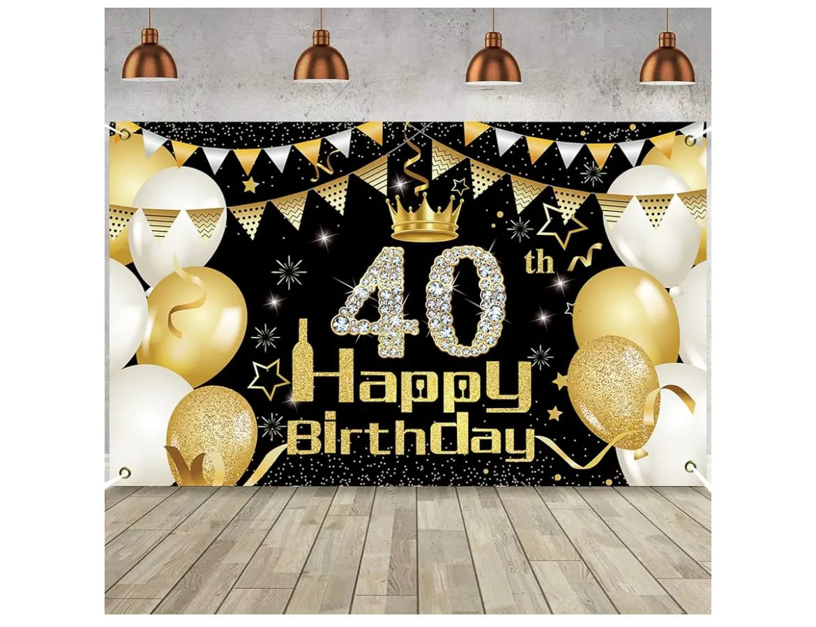 Decoracion de Fiesta de Oro 40 Cumpleaños