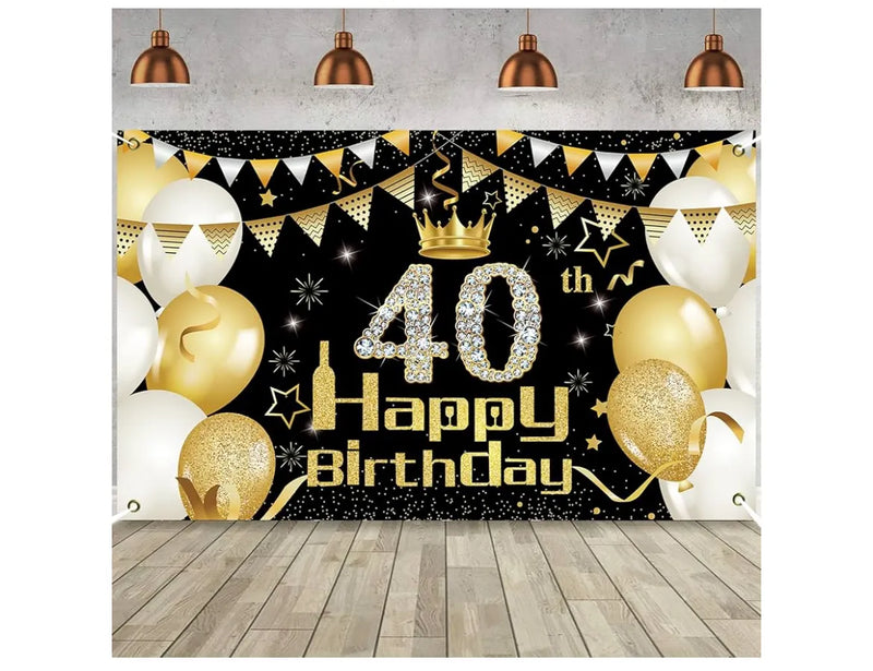 Decoracion de Fiesta de Oro 40 Cumpleaños