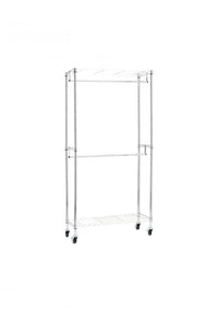 Perchero de ropa de doble barra con ruedas, 91 x 35,5 x 183 cm