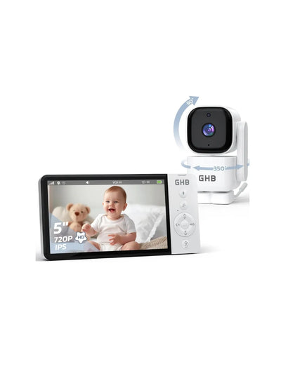 Camara Vigilancia Bebe 5" 720P HD IPS Rotación de 350°