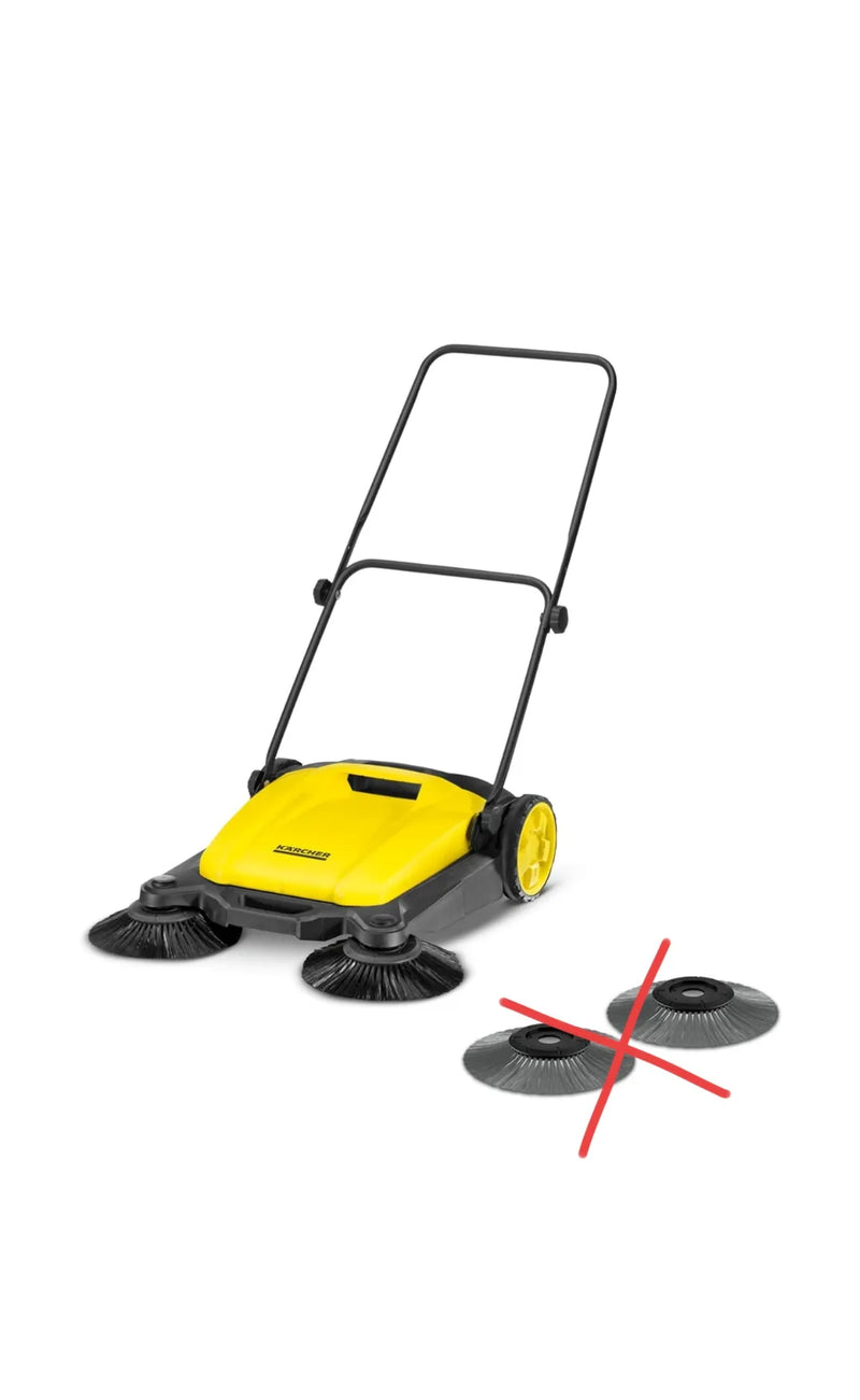 Kärcher S 3 Twin - Barredora 2 en 1, Ancho de Trabajo: 650 mm, hasta 1.800 m²/h de Superficie, contenedor: 16 l, Peso: 9,7 kg, 2 cepillos Laterales para Suciedad Seca, 2 cepillos Laterales para