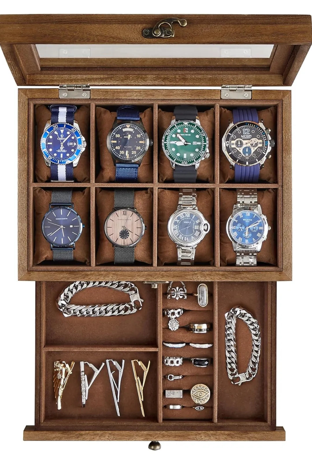 Caja de relojes con 8 ranuras