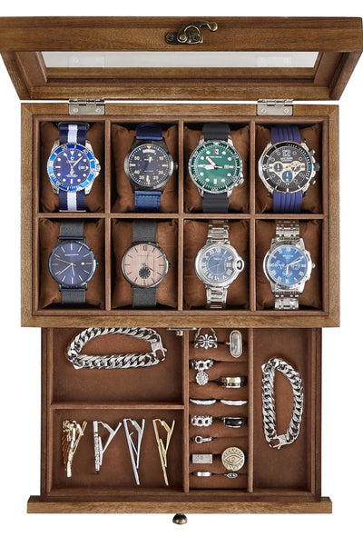 Caja de relojes con 8 ranuras
