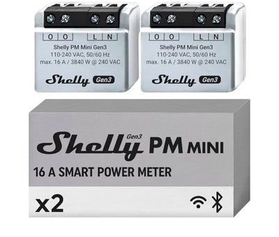 2x Shelly PM Mini Gen3 Medidor Inteligente