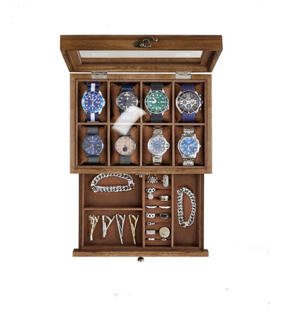 Caja de Relojes con 8 Ranuras, Estuche de Relojes
