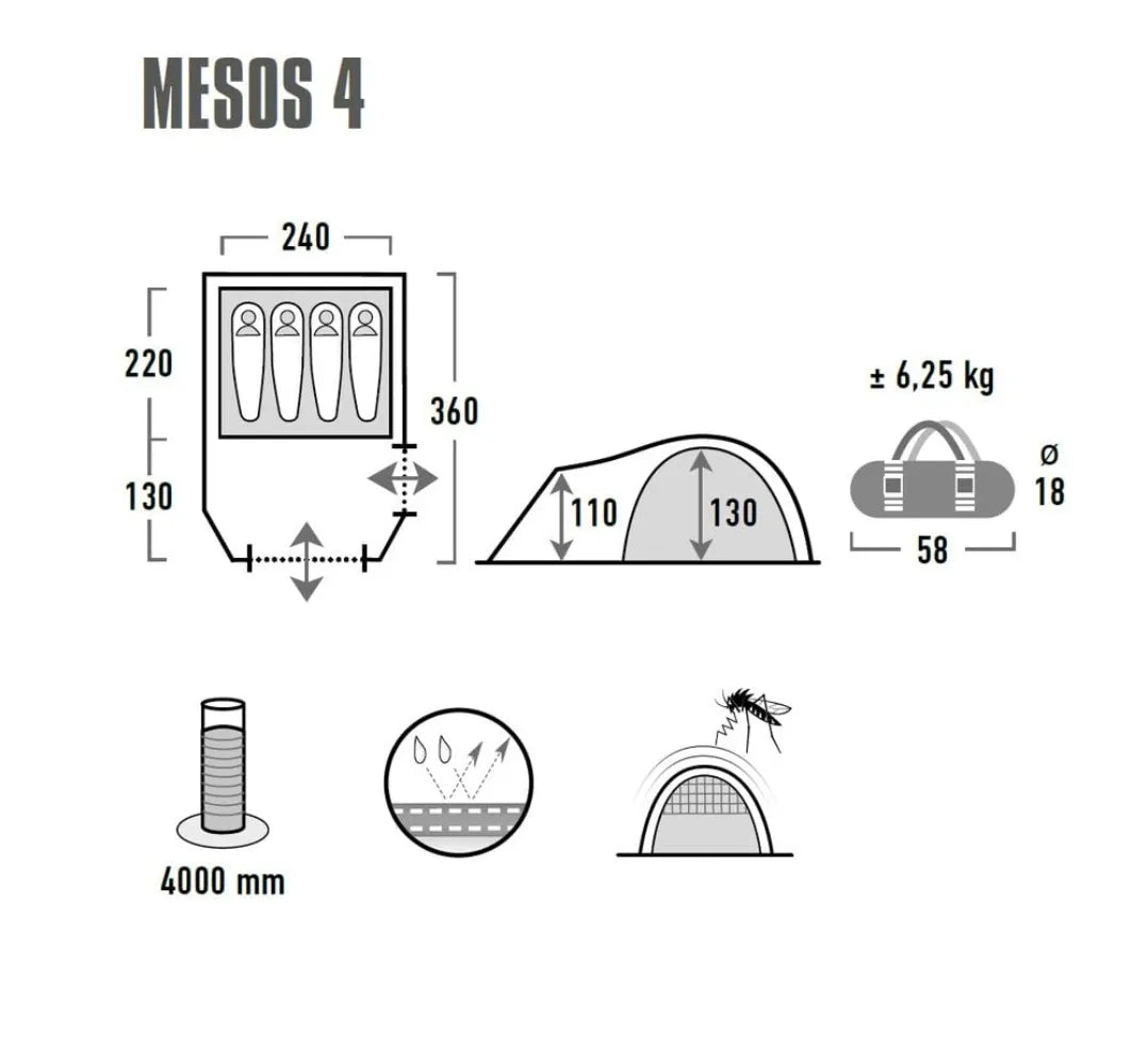Tienda de túnel gris oscuro - High Peak
