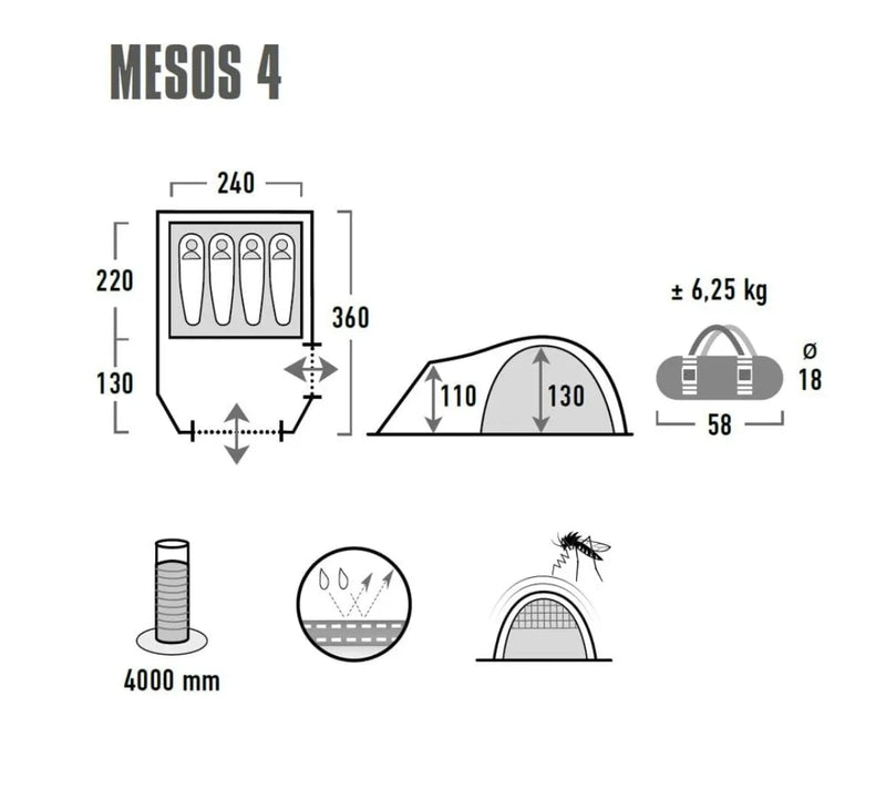 Tienda de túnel gris oscuro - High Peak