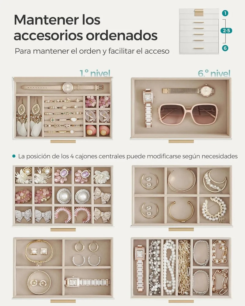 Caja de joyas con 6 niveles
