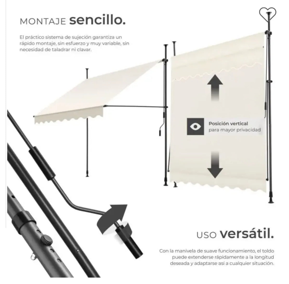 Toldo plegable para balcón