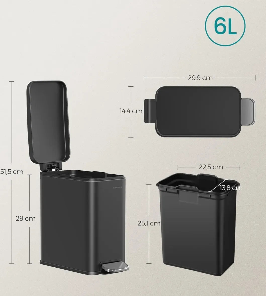 Cubo de basura para baño de 5 litros - Songmics