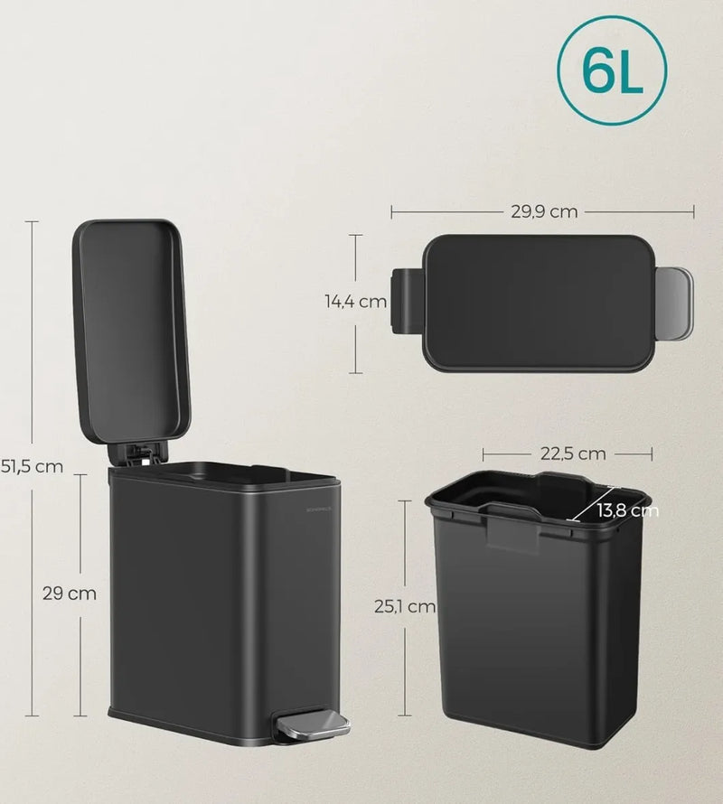 Cubo de basura para baño de 5 litros - Songmics