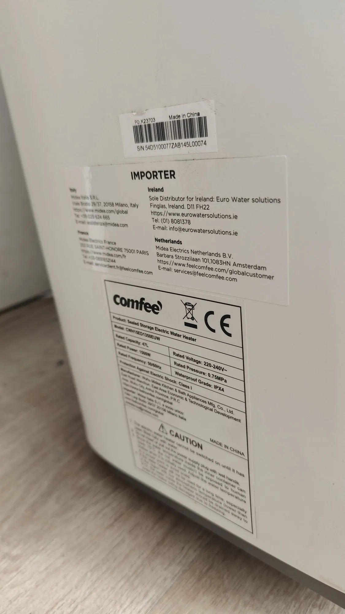 Calentador Eléctrico de Pared de 47L, Doble Tanque