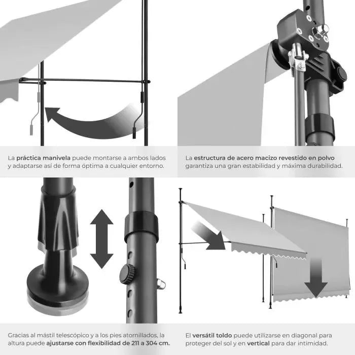 Toldo plegable para balcón - Tectake