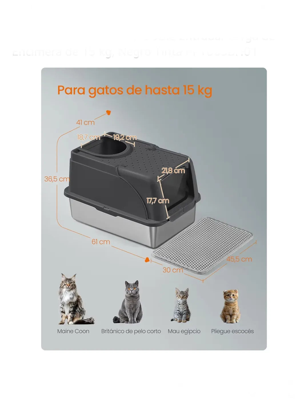 Caja de Arena de Acero Inoxidable para Gatos