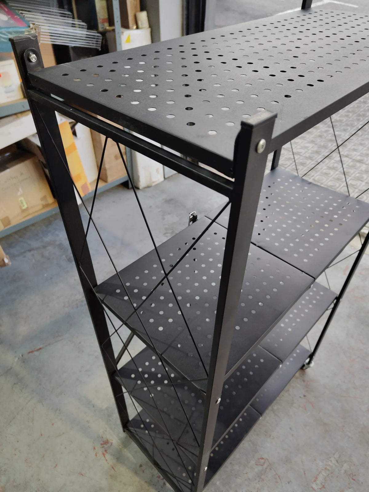 Estante de metal plegable con ruedas - Organize