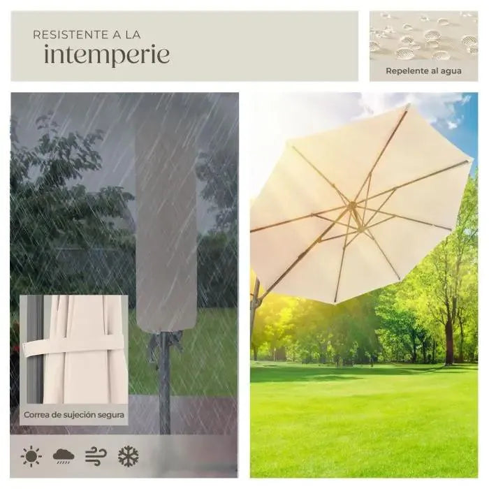 Parasol color beige de 300cm con pedal