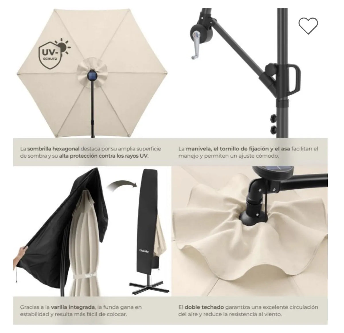 Parasol con luces led