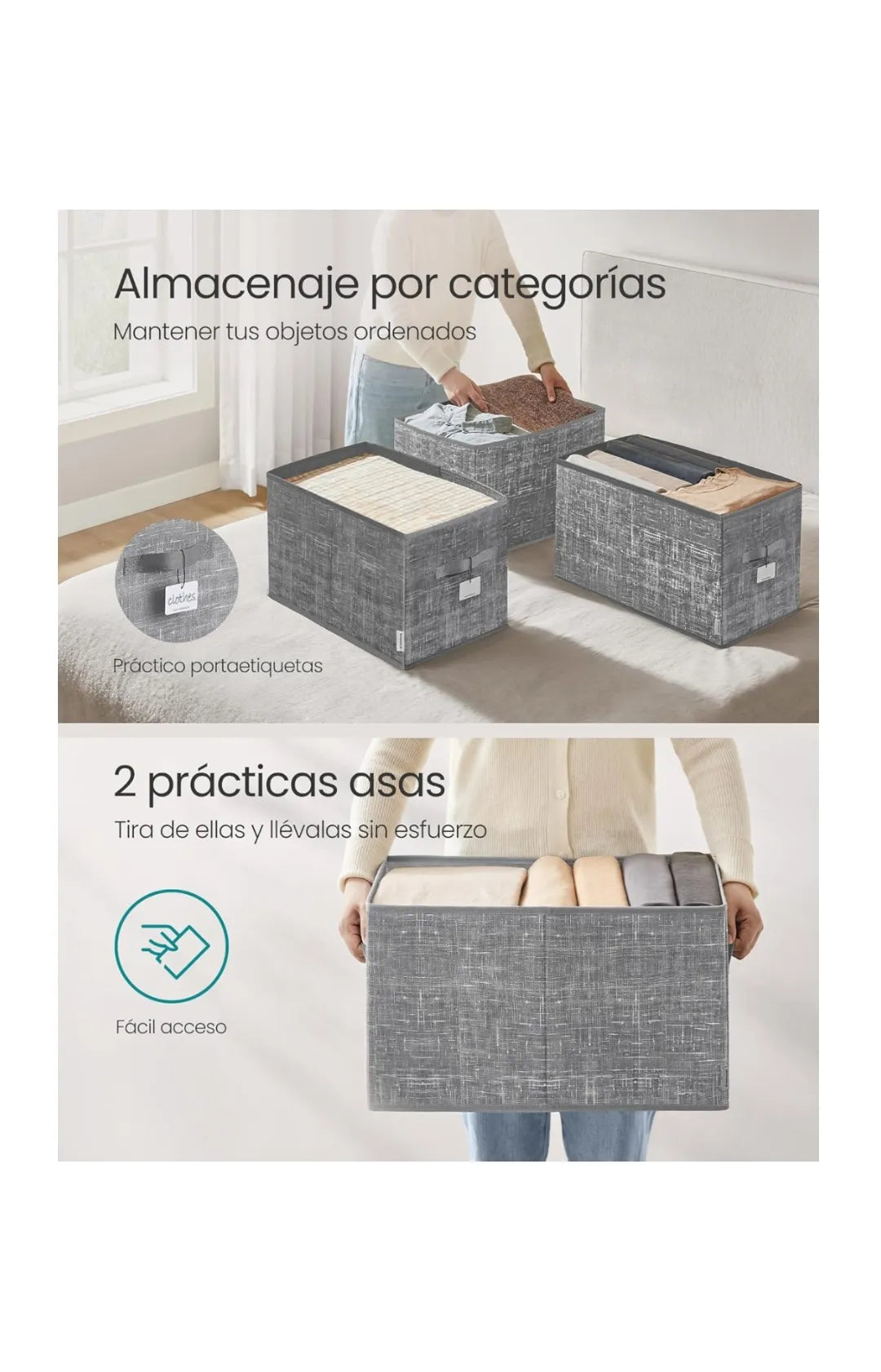 Cajas de Almacenaje Plegables, Juego de 3 Cestas