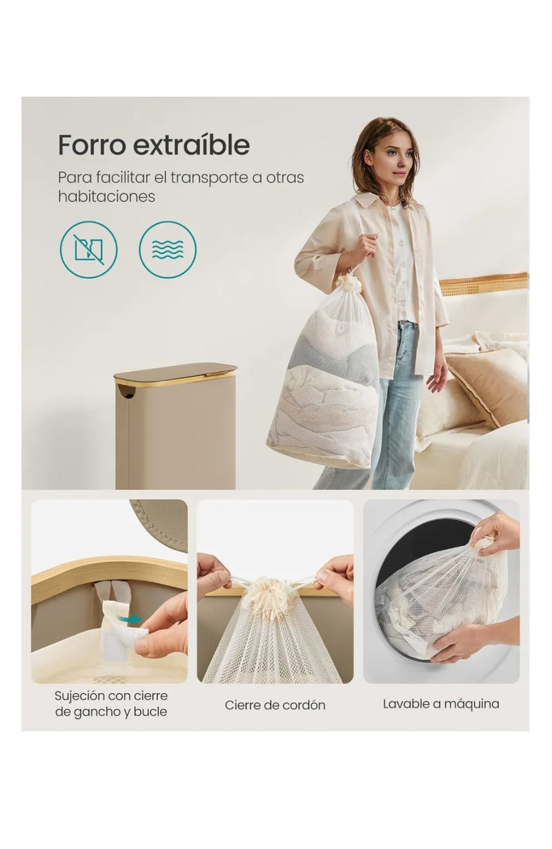 Cesto de Ropa Sucia con Tapa, Cesta Ropa Sucia Delgada