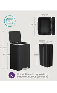 Cubo de Basura 50 L, con 15 Bolsas