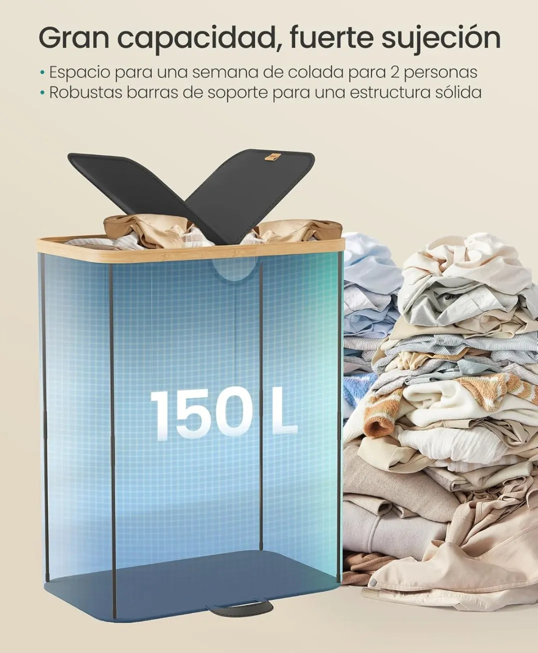 Cesto de ropa sucia de 2 compartimentos