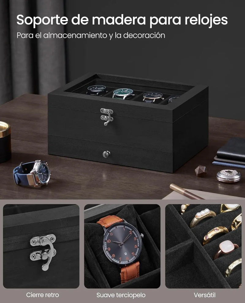 Caja de relojes con 8 ranuras