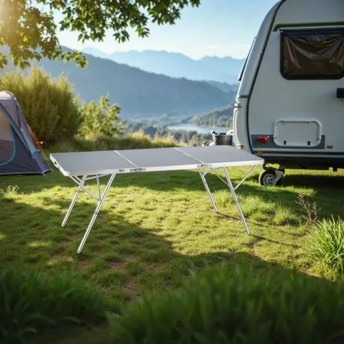 Mesa de camping de aluminio