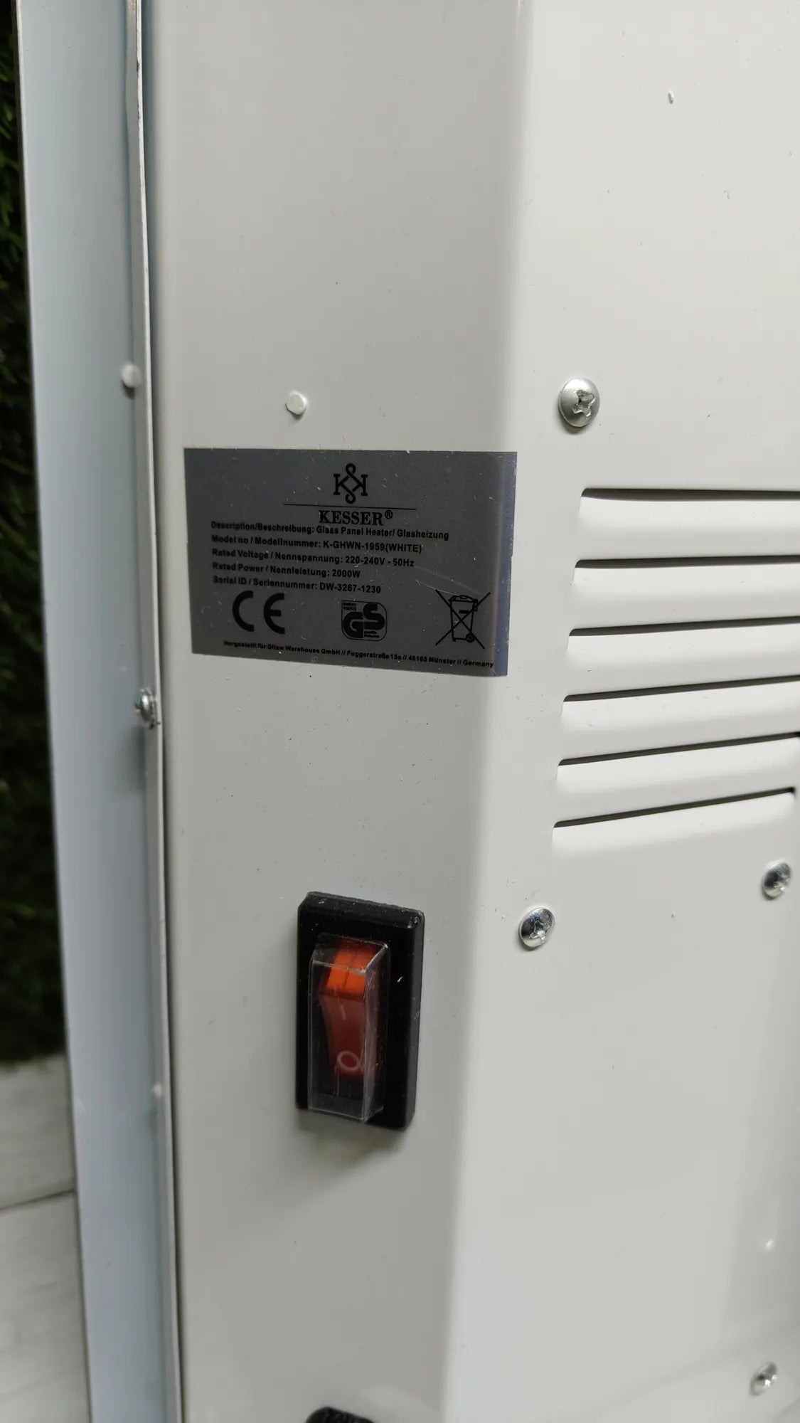 Calentador eléctrico de vidrio Convector