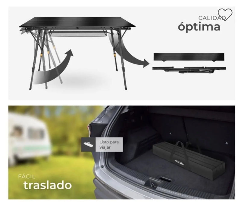 Mesa de camping de aluminio