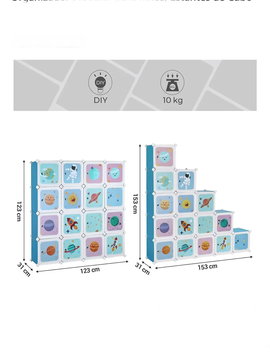 Armario Modular Infantil de 15 Cubos, Organizador