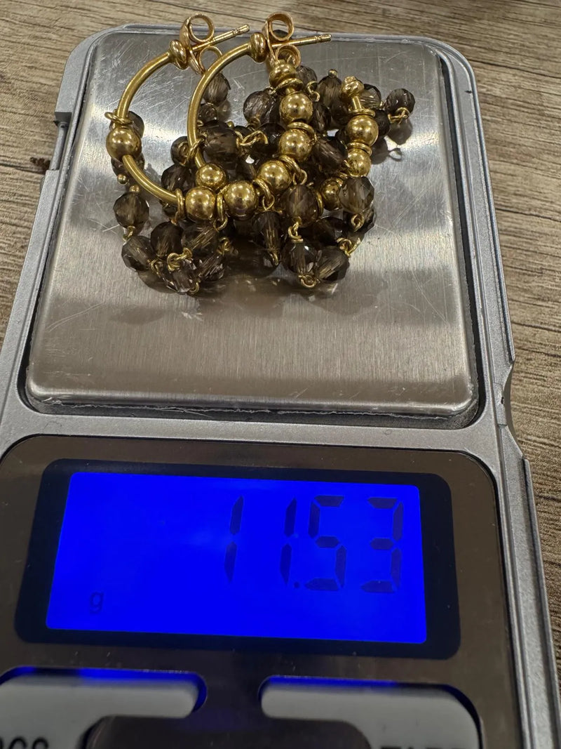 Pendientes aro dorados con abalorios colgantes, mujer