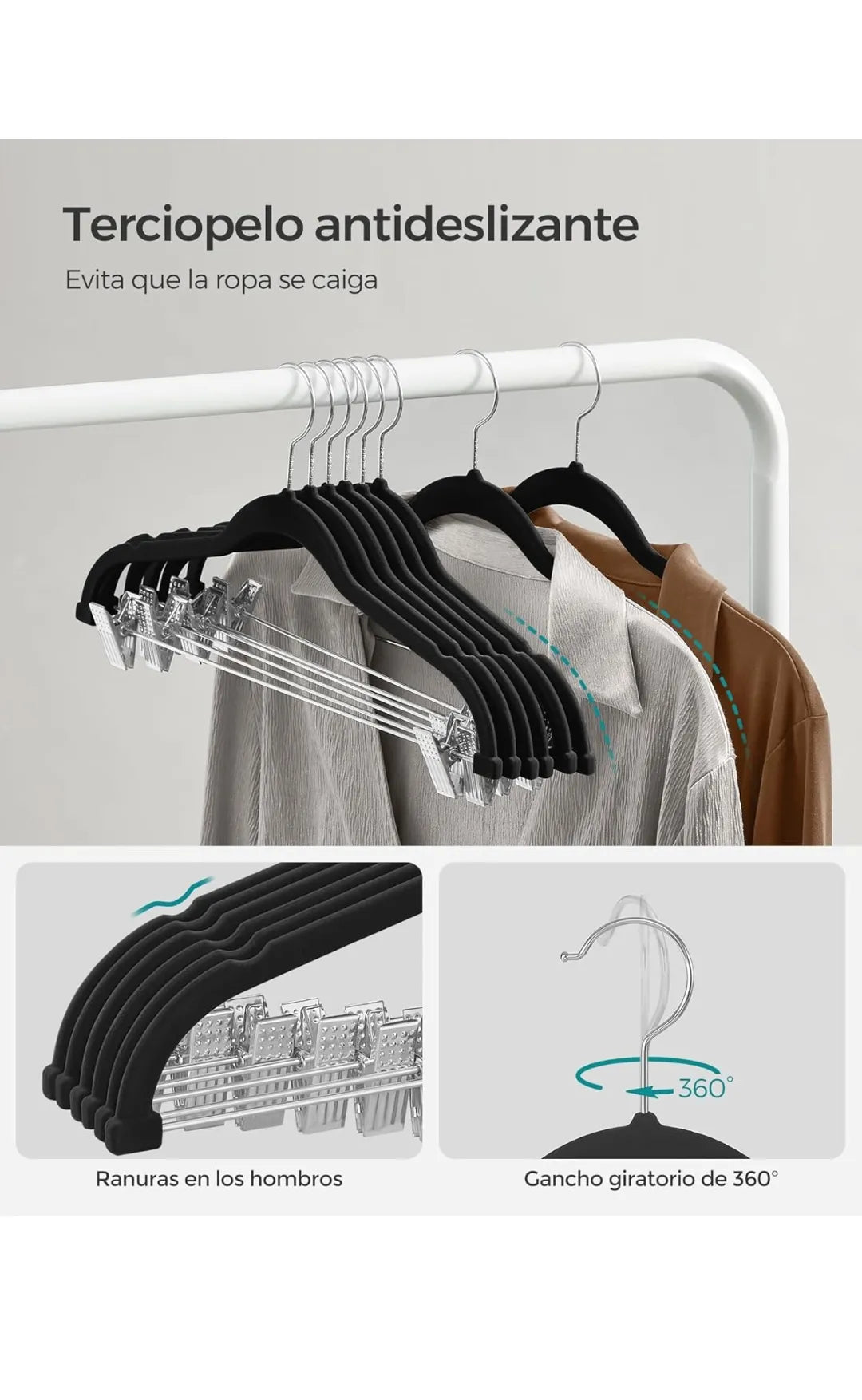 Perchas para Pantalones, 20 Perchas de Terciopelo