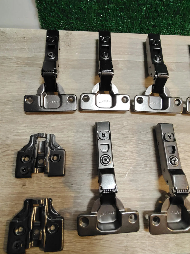 Kit de bisagra recta X91 con cierre suave y suplemento Emuca