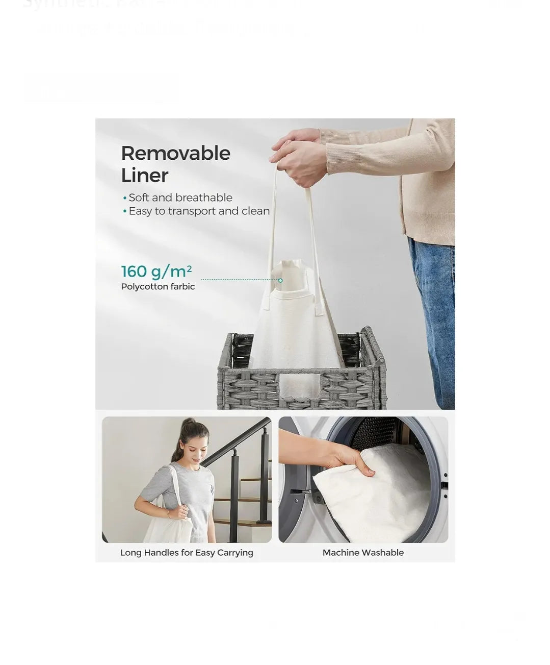Cesto de ropa con tapa, 90 L