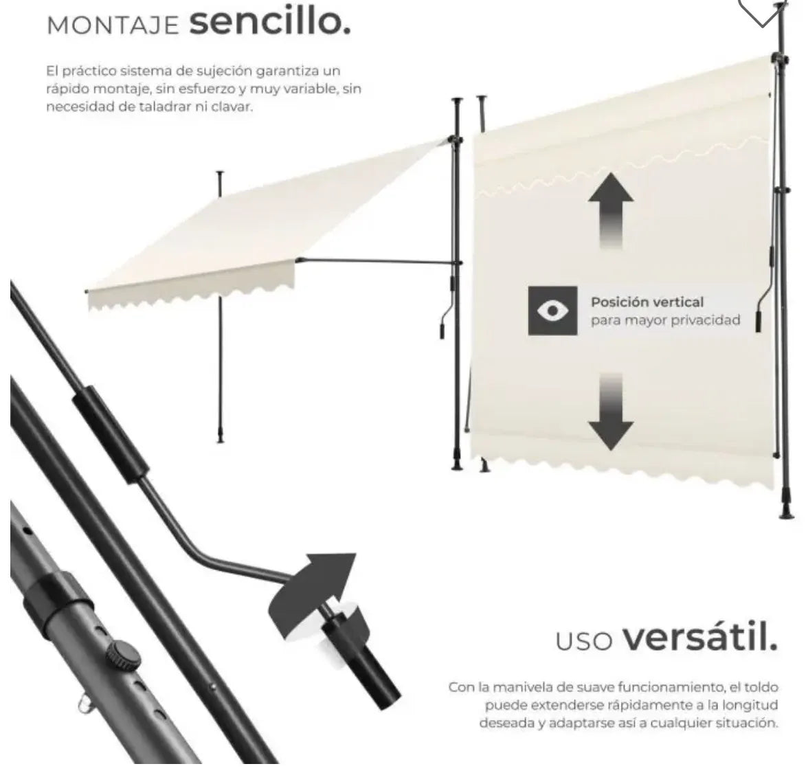 Toldo plegable para balcón