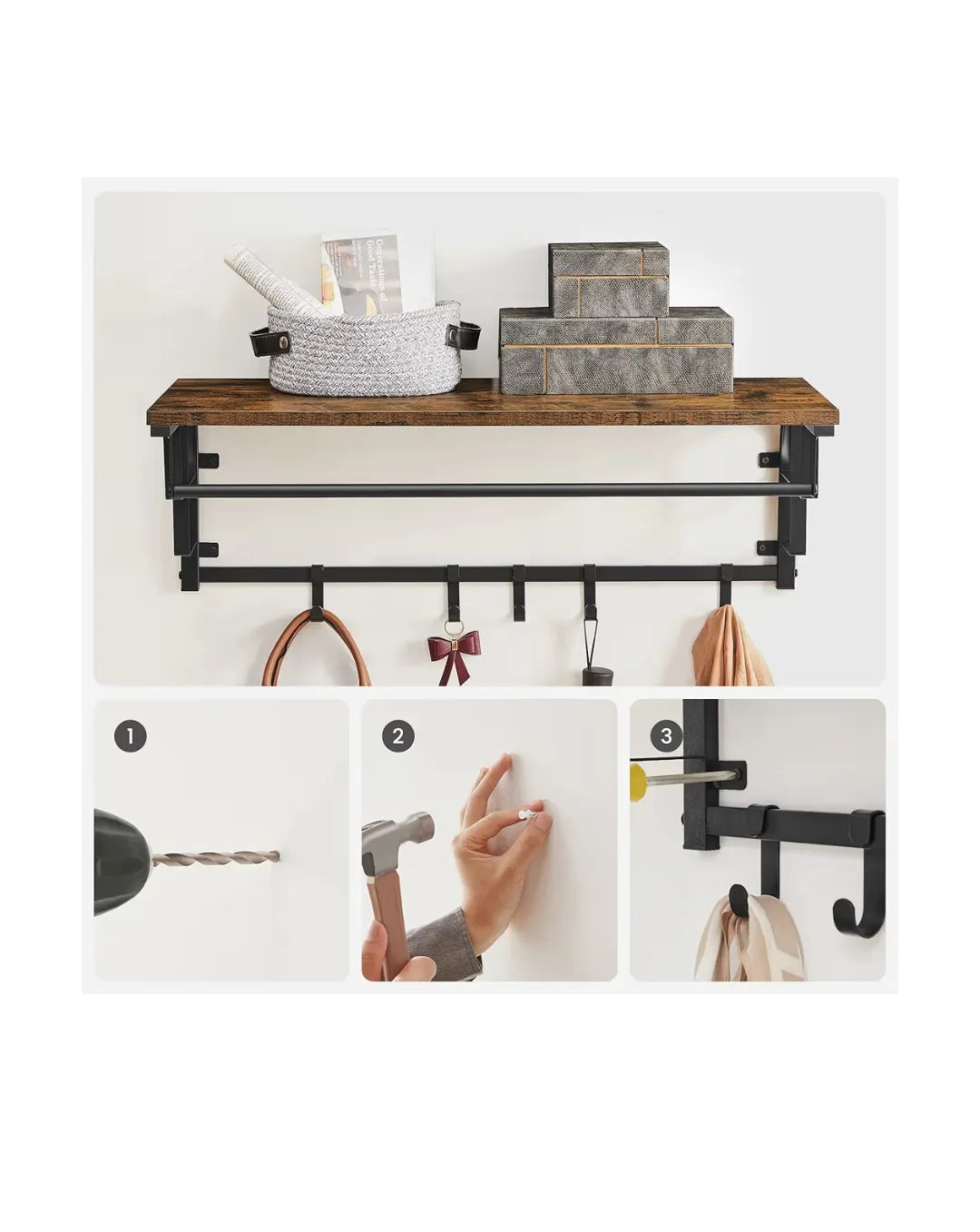 Estanteria de Pared / Negra y Marron