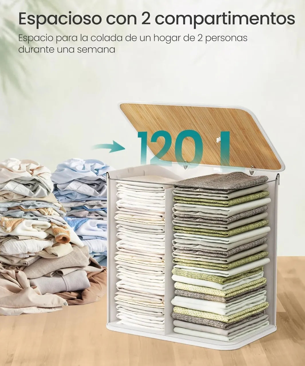 Cesto de la ropa sucia con tapa 120L