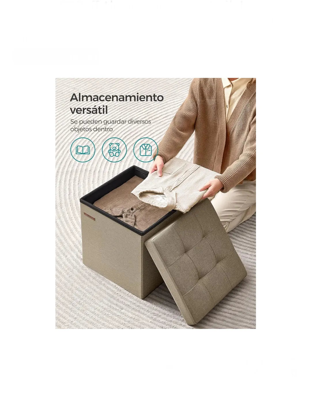 Puff Almacenaje 38 cm, Baúl de Almacenaje