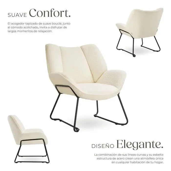 Sillón acolchado crema