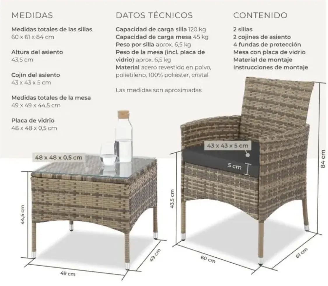 Conjunto jardín de ratan