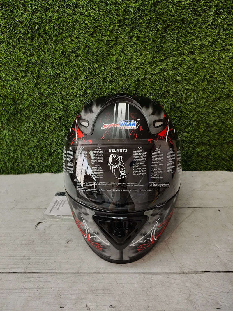 Casco de Moto Negro Gris Mate con Visor FS-801-99